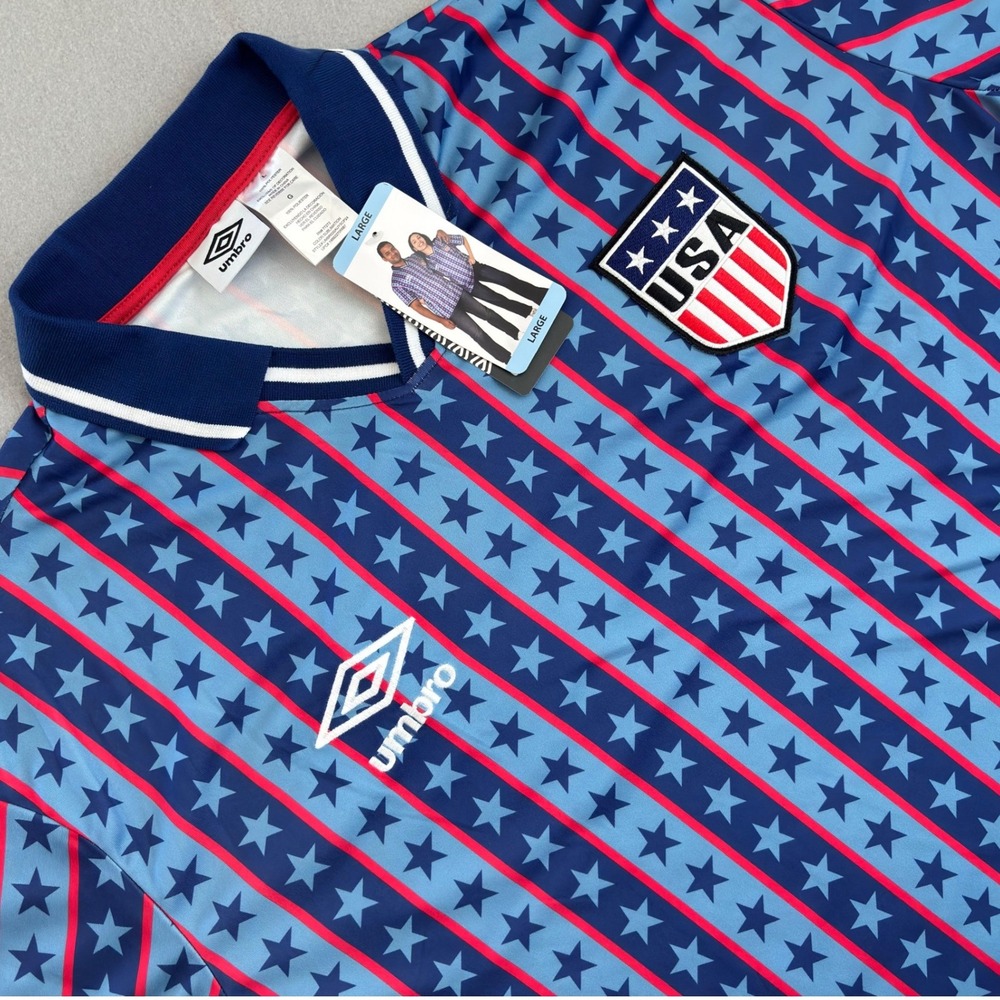 Umbro USA Soccer Jersey Mens Large Blue Stars Stripes 1994 Retro Style NWT